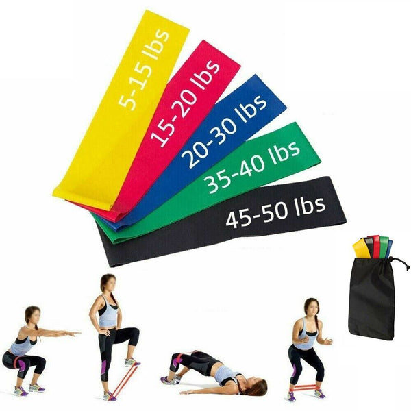 Resistance Bands Loop Set Of 5 Exercise Workout CrossFit Fitness Yoga Booty Band