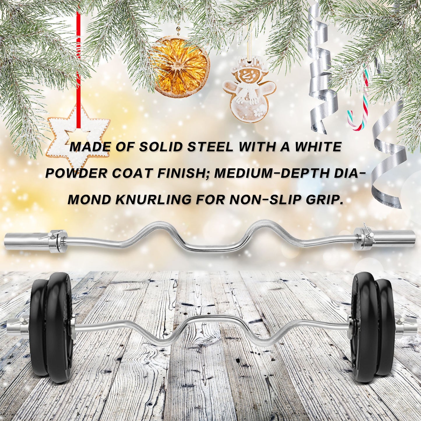 Shop 47\' Barbell Olympic Weight Lifting Bar Super Curl Bar For Strength Training