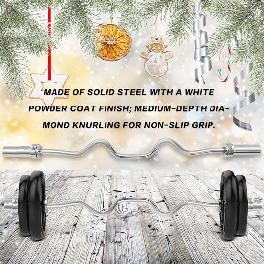 Shop 47\' Barbell Olympic Weight Lifting Bar Super Curl Bar For Strength Training