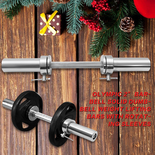 Shop Olympic 2” Barbell Solid Dumbbell Weight Lifting Bars With Rotating Sleeves