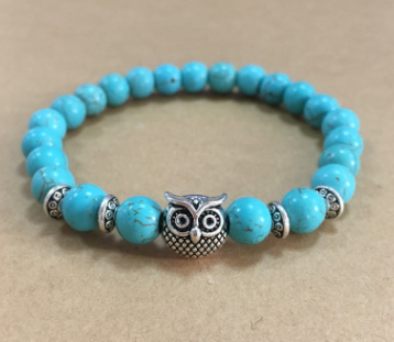 Shop Natural Stone Owl Head Yoga Bracelet