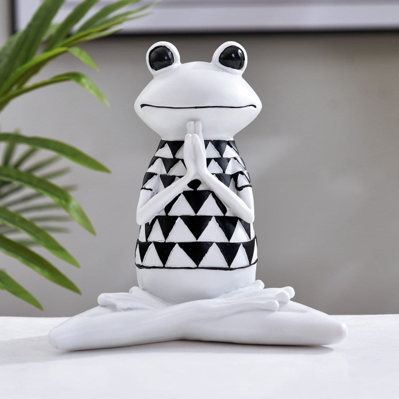 Shop Yoga Frog Figurines Meditation Animal Ornaments Resin Statue Living Room Bedroom Interior Decor Office Home Decoration