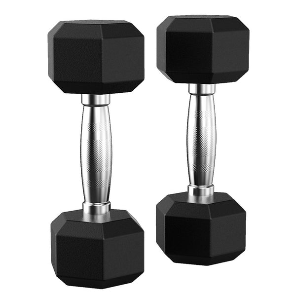 Barbell Set Of 2 Hex Rubber Dumbbell With Metal Handles Pair Of 2 Heavy Dumbbell