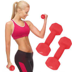 A Pair Dumbbell Barbell Neoprene Coated Weights 6/8/10/12/15 Pound Red