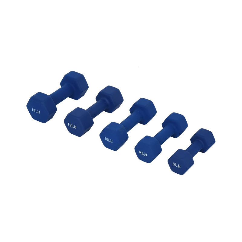 A Pair Dumbbell Barbell Neoprene Coated Weights 6/8/10/12/15 Pound Blue